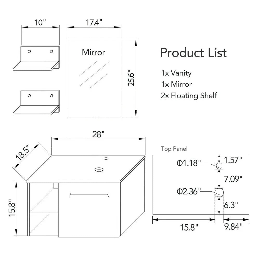 Floating Bathroom Vanity Cabinet With Sink Vessel Mirror