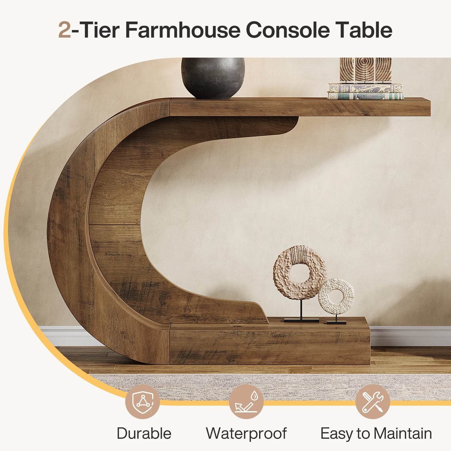 Tribesigns Mid Century C Shaped Console Table For Entryway And Living Room