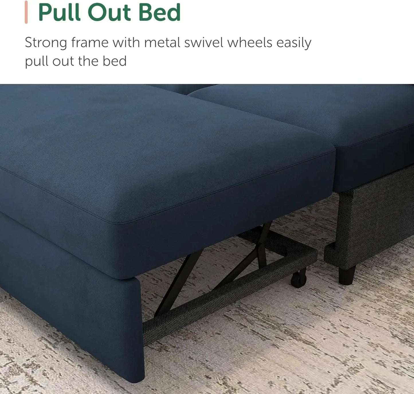 U Shape Sectional Sleeper Sofa With Storage Chaise