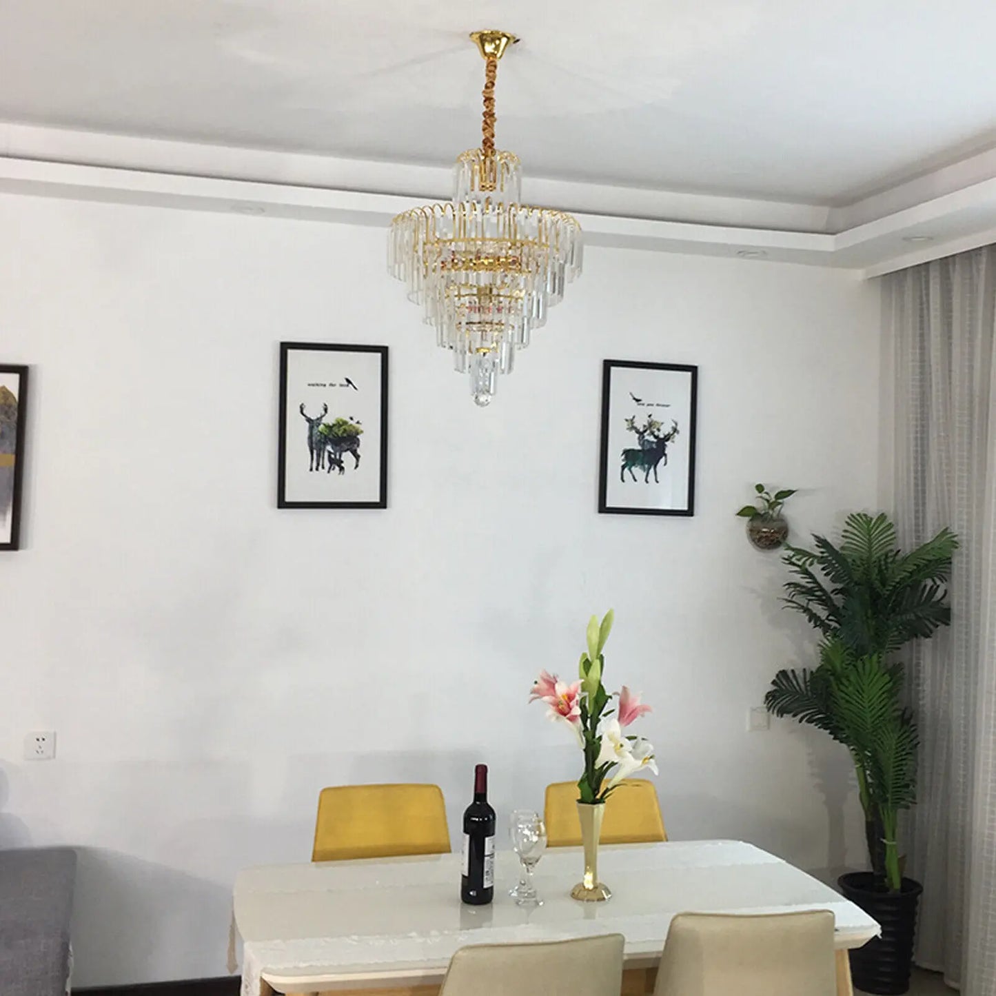 Bymaocar Luxury Crystal Chandelier Pendant Ceiling Light E14 Decor