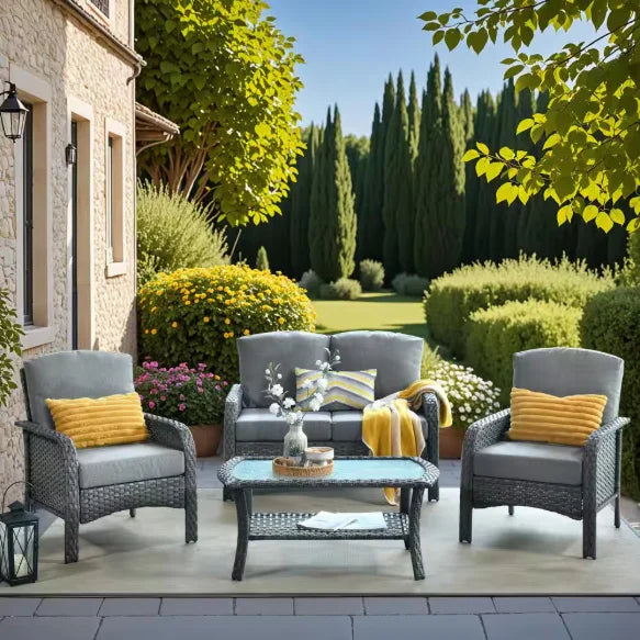 Patio Furniture Set With Cushions Chairs Sofa Tea Table