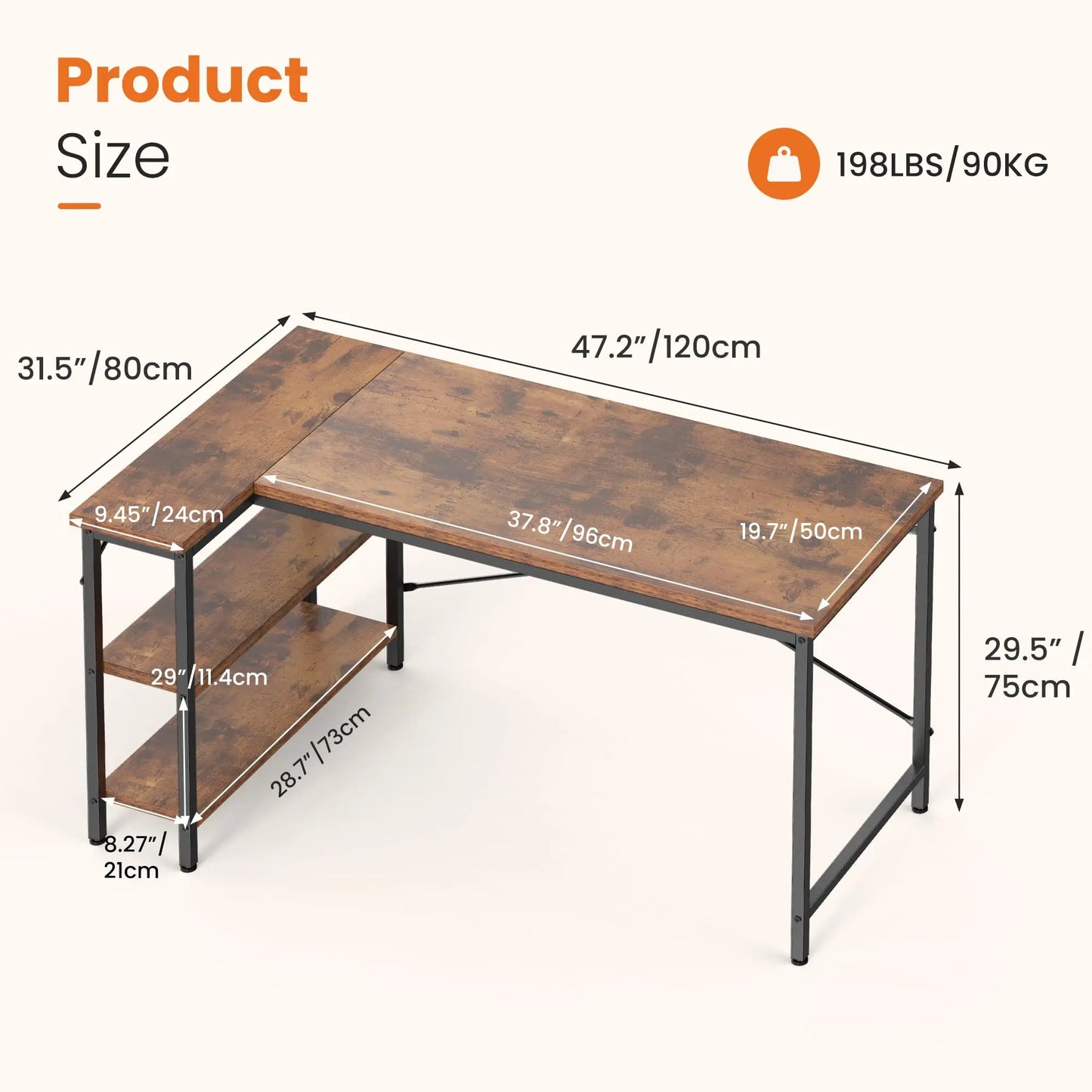 JHK L Shaped Desk for Computer with Reversible Storage Shelves
