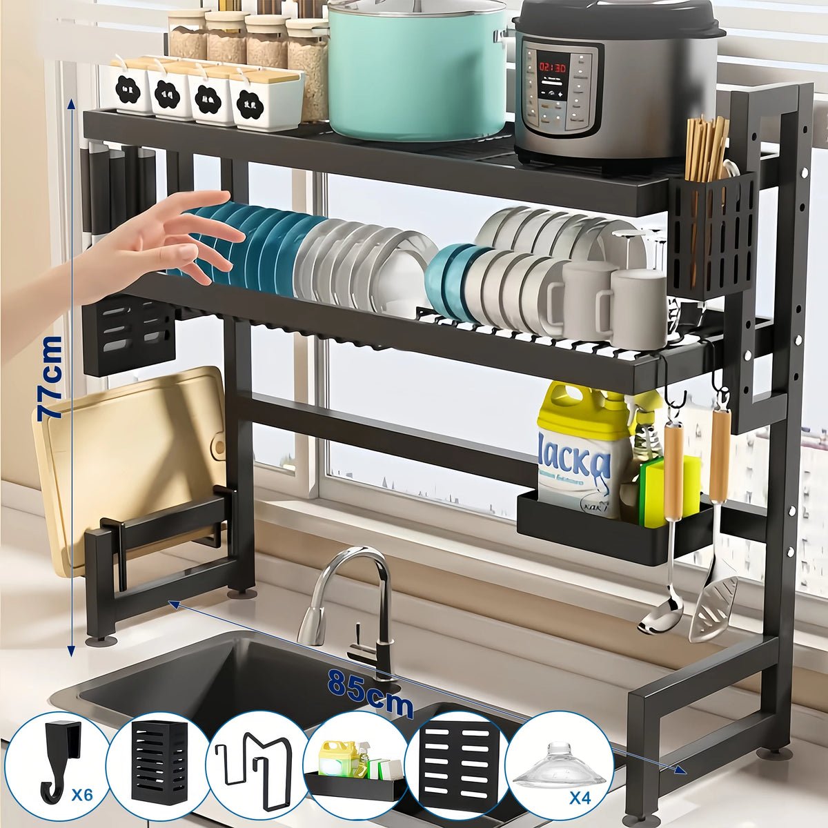 Extra Long Kitchen Sink Drying Rack Space Saving Dish Organizer