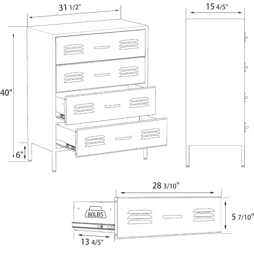 DAFIFY 4 Drawer Dresser Wood Bedroom Chest of Drawers