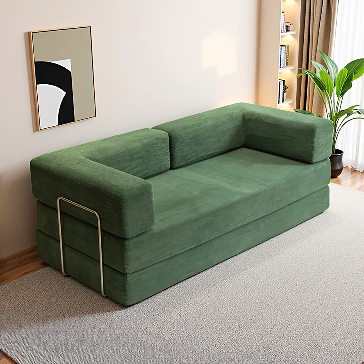 Foldable Sofa Bed With Removable Backrest Two Seater Living Room