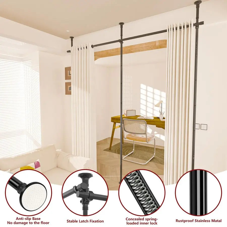 Heavy Duty Adjustable Curtain Tension Rod For Studio Spaces