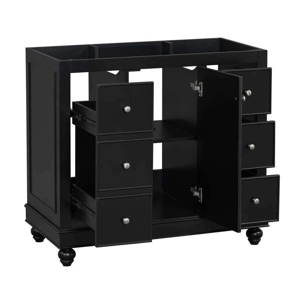 LWOH Contemporary Resin Bathroom Vanity Cabinet With 4 Drawers And Door