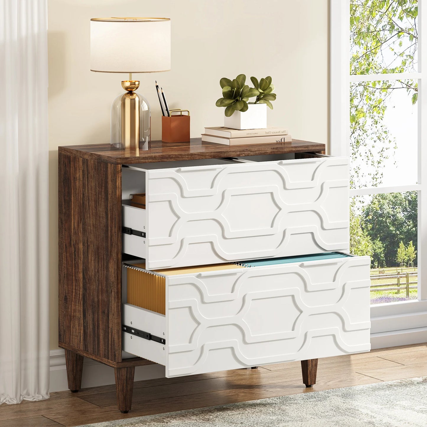 Tribesigns Two Drawer File Cabinet for Office Storage and Filing