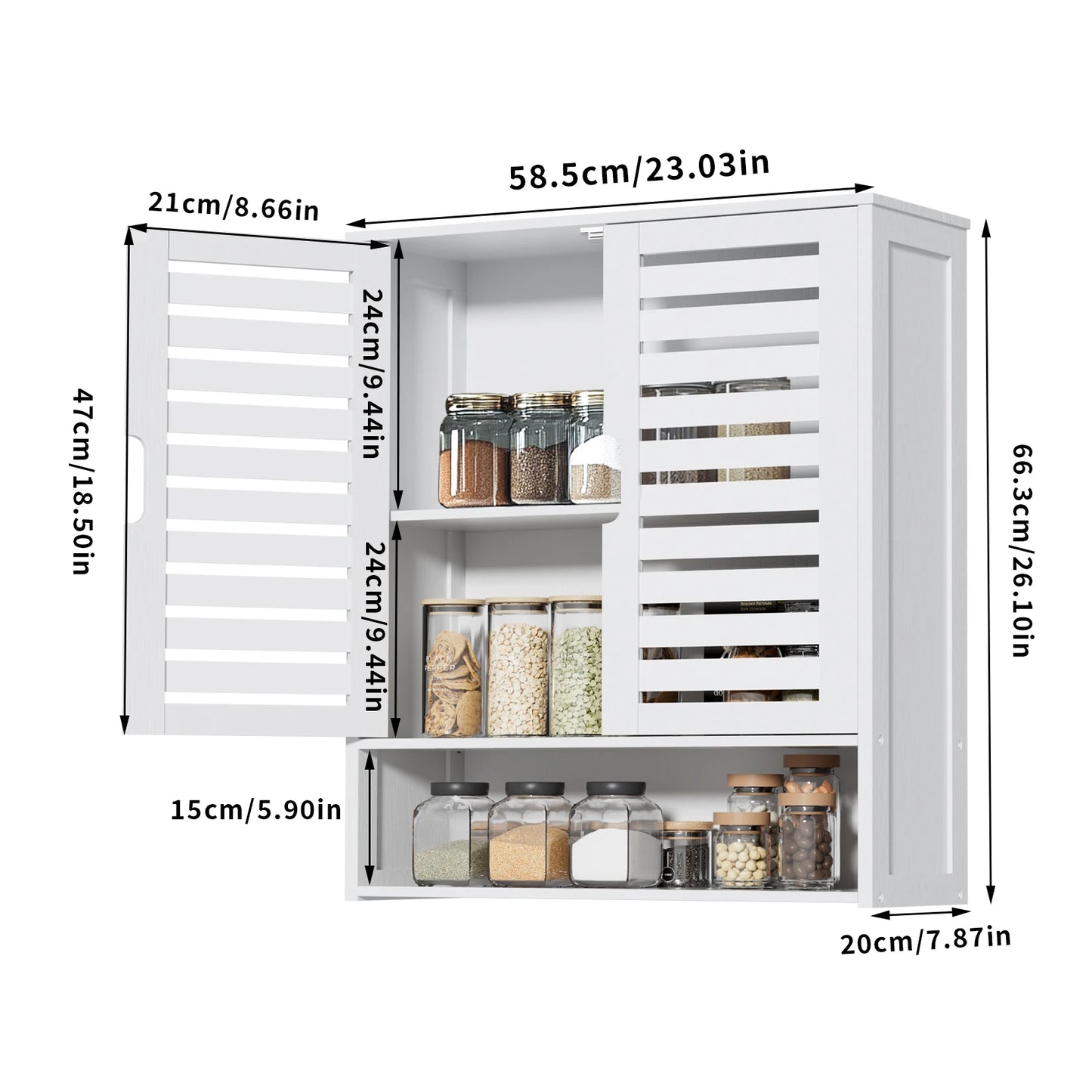 Natural Bamboo Wall Mounted Bathroom Cabinet 3 Tier Storage Shelf