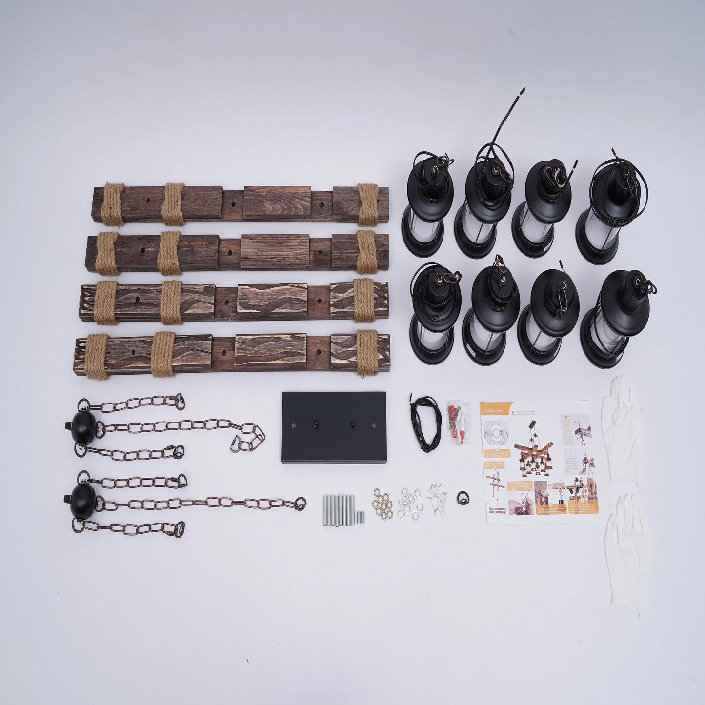 Vintage Wood Ceiling Chandelier Antique Industrial Pendant Lamp E27