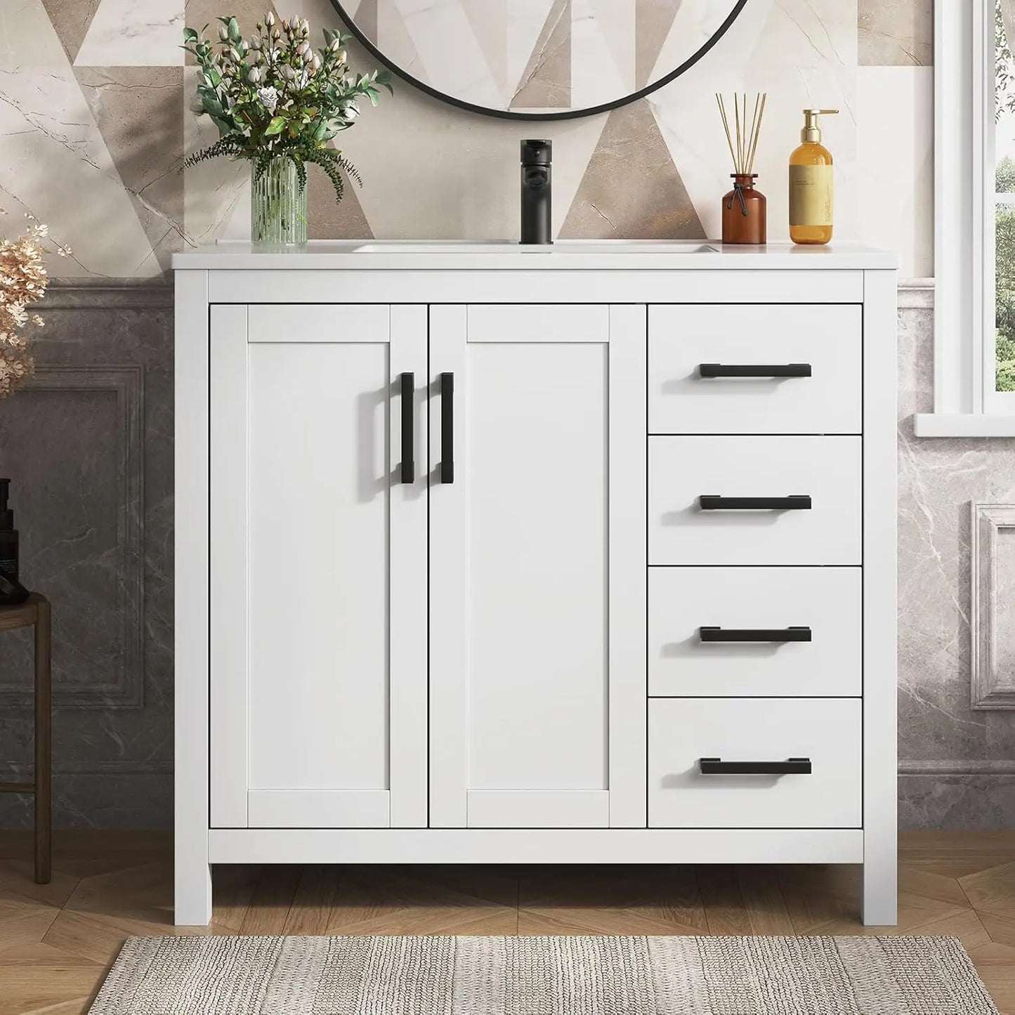 Guangbai Modern Bathroom Vanity With Integral Top