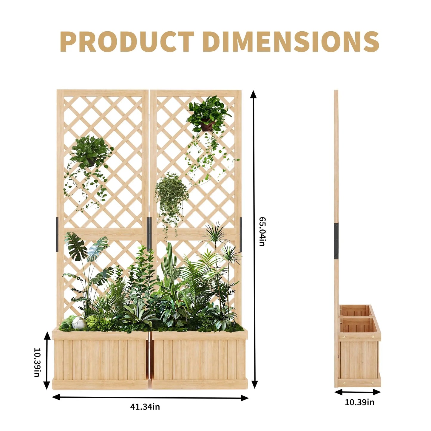 HiMISS Cedar Privacy Screen With Planter Box Outdoor Garden Fence