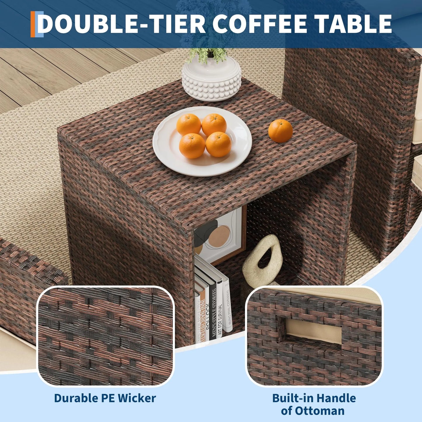 HiMISS All Weather PE Rattan Patio Set With Cushions