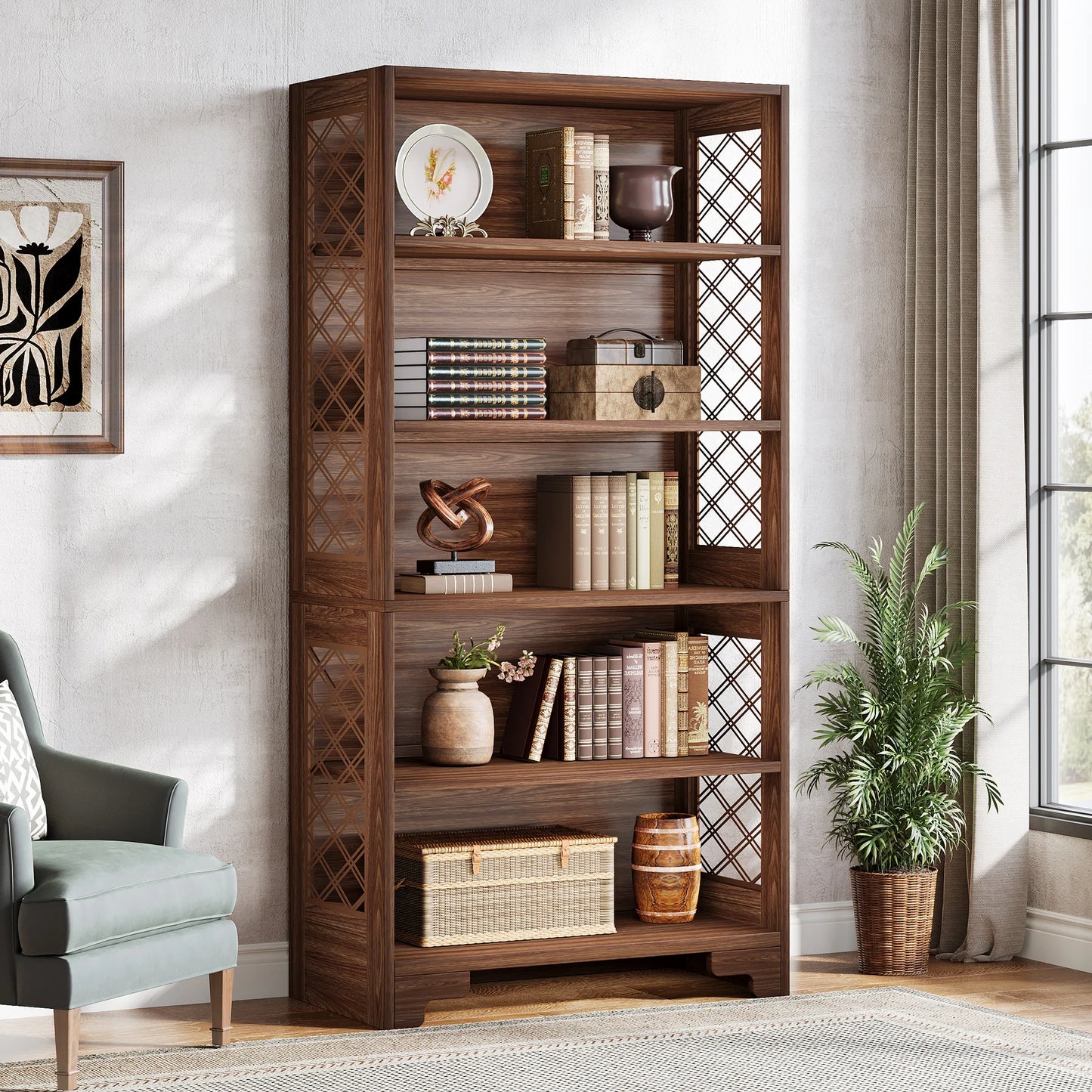 Tribesigns 5 Tier Industrial Wood Bookcase