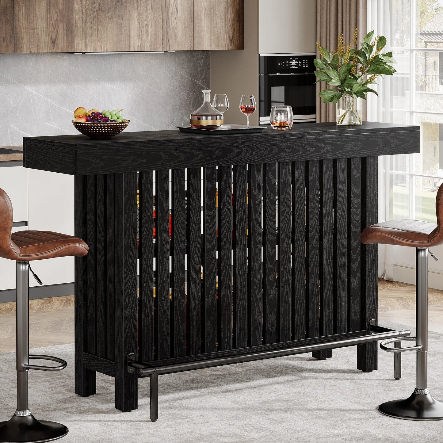 Tribesigns Home Bar Unit Two Tier Pub Table With Footrest