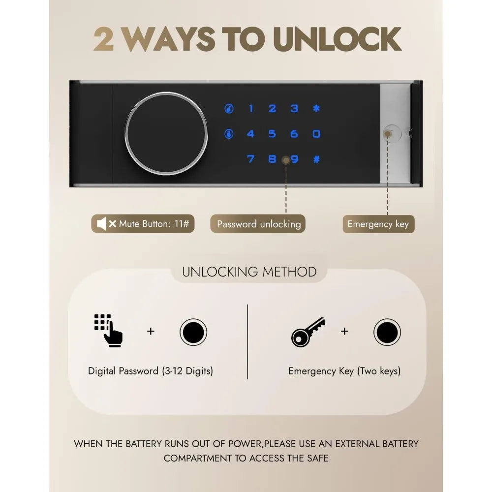 Fireproof Waterproof Safe Box With Drawer And Three Unlock Methods