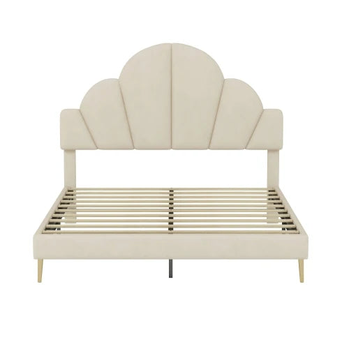Velvet Upholstered Bed Frame 3 Piece Bedroom Set Petal Headboard