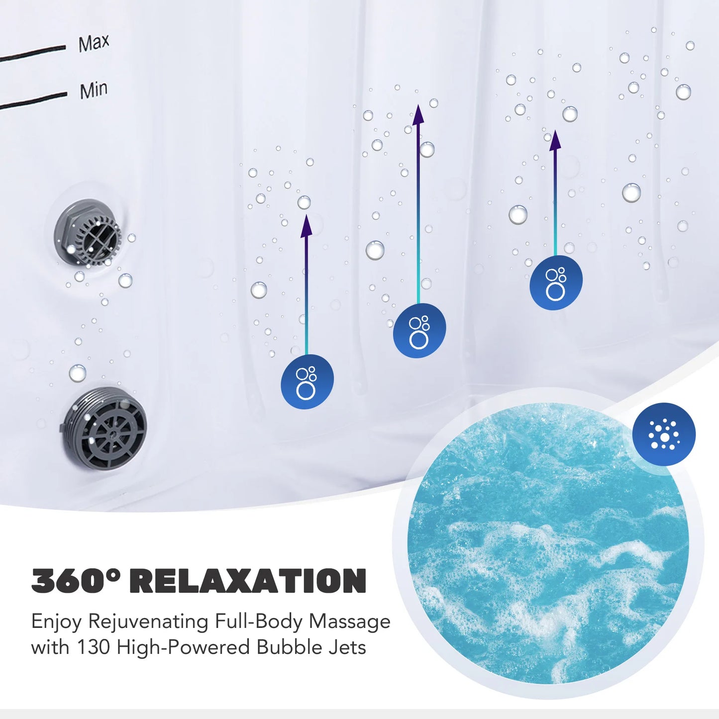 CO-Z Inflatable Hot Tub Spa with Heater 130 Massaging Jets