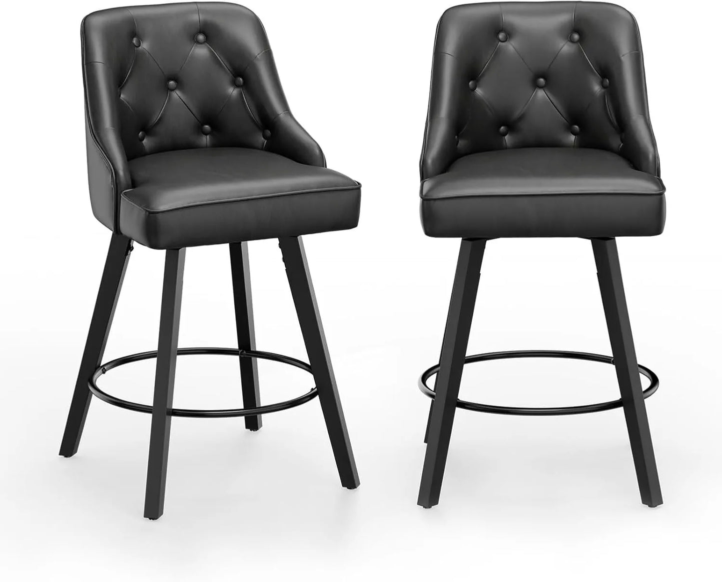 Swivel Linen Bar Stools With Back Counter Height Set 2