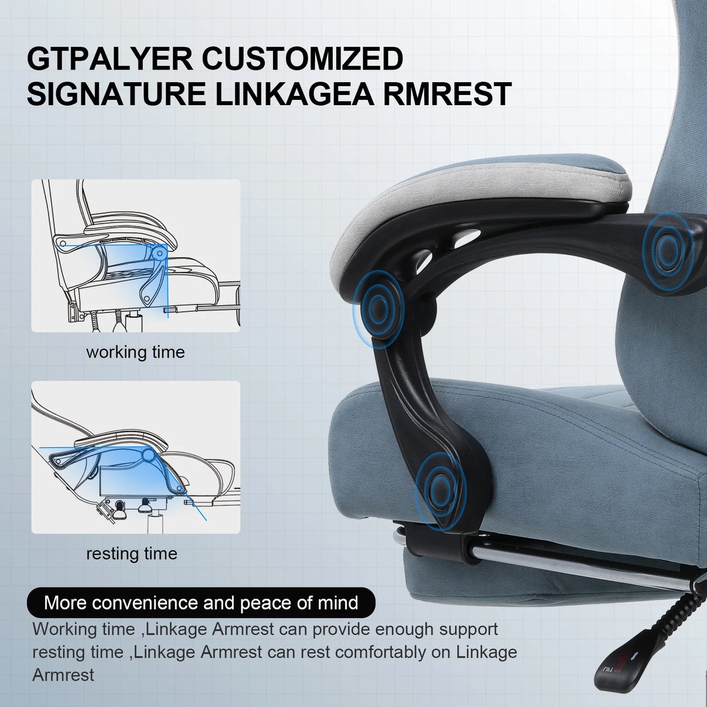 GTPLAYER Gaming Chair With Pocket Spring Cushion And Footrest Ergonomic