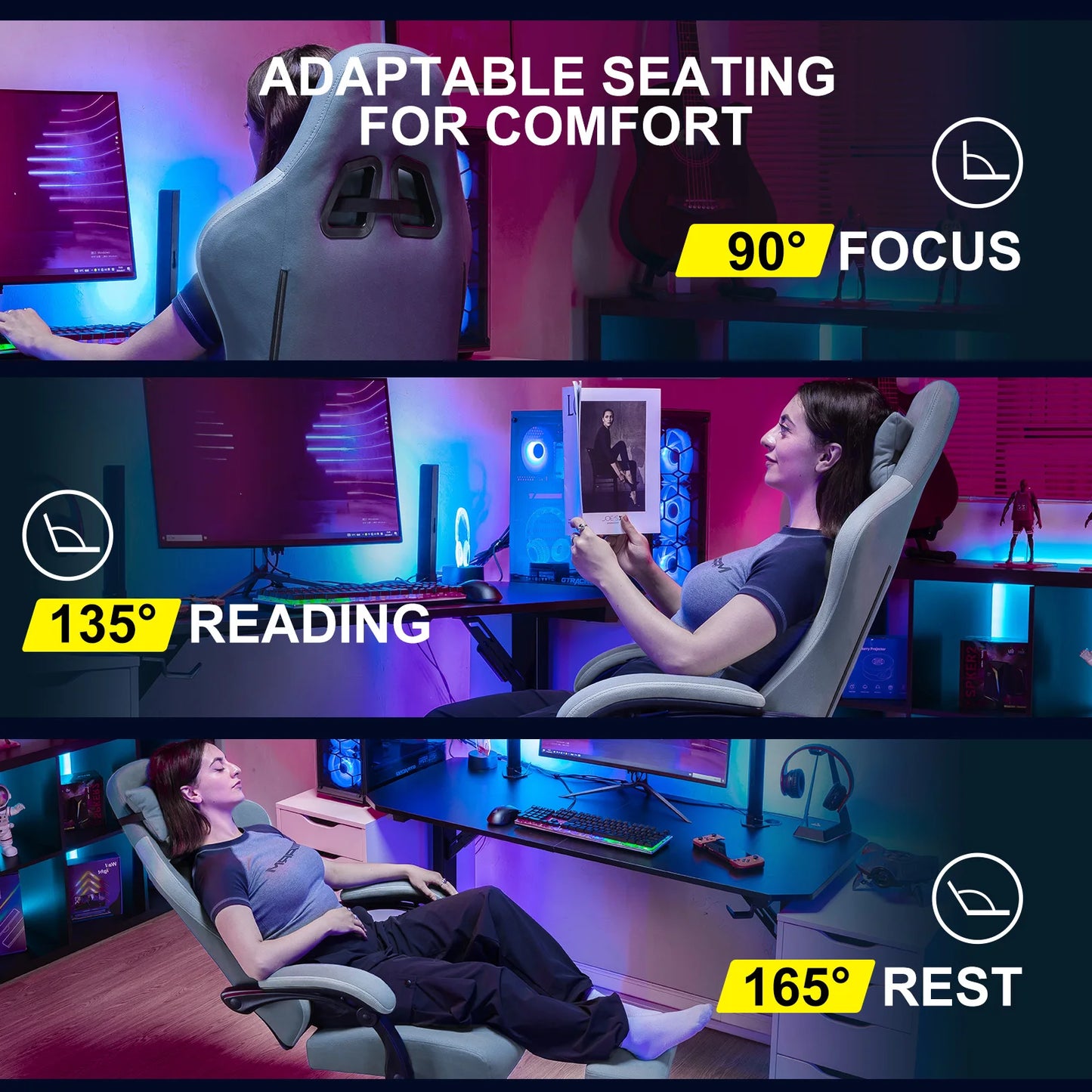 GTPLAYER Gaming Chair With Pocket Spring Cushion And Footrest Ergonomic
