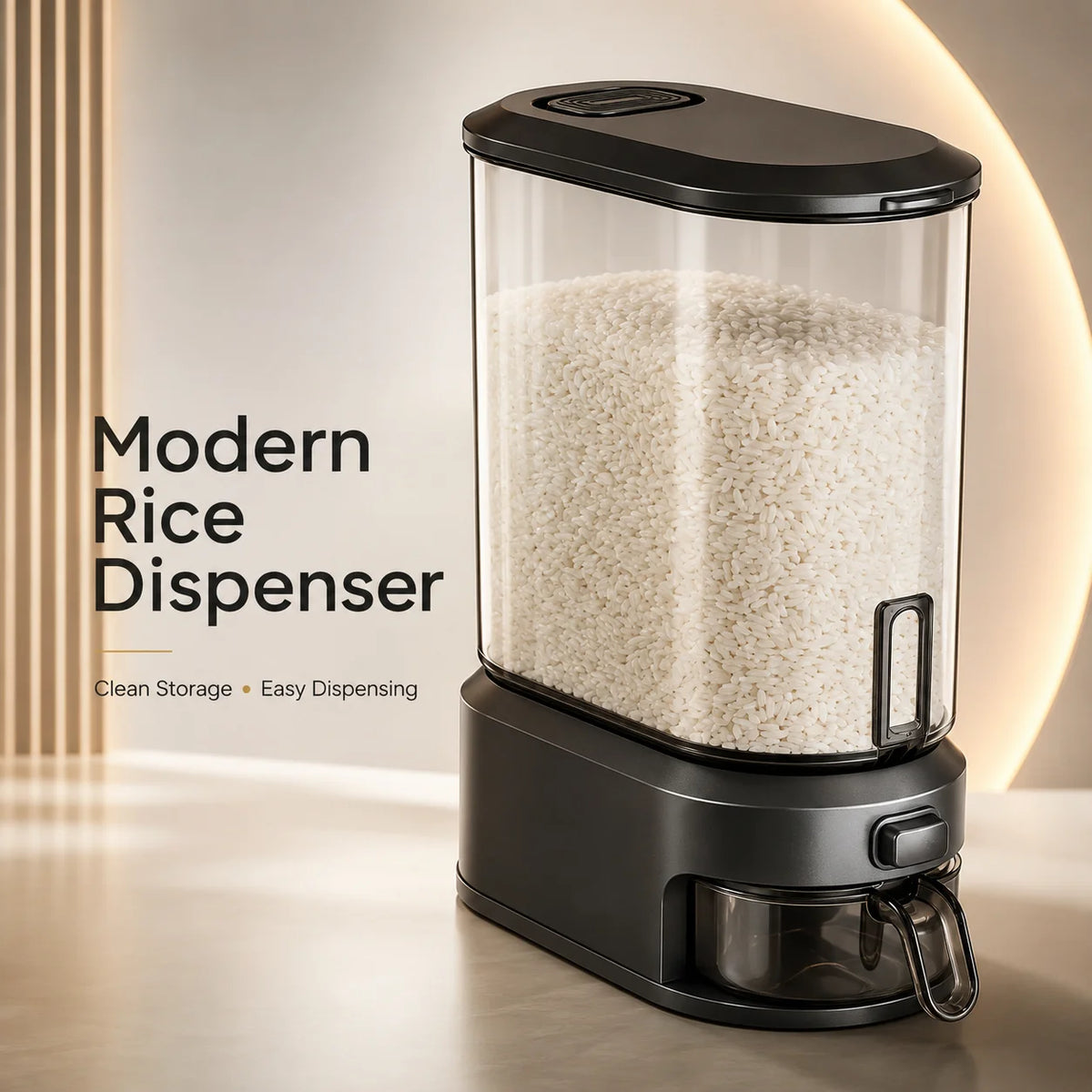 ONENOBLE Rice Dispenser Container With Measuring Cup For Dry Food