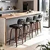 Swivel Linen Bar Stools With Back Counter Height Set 2