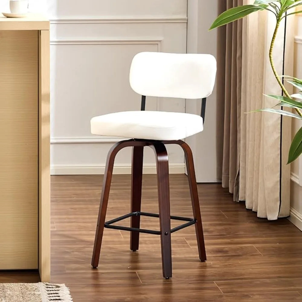 Swivel Linen Bar Stools With Back Counter Height Set 2