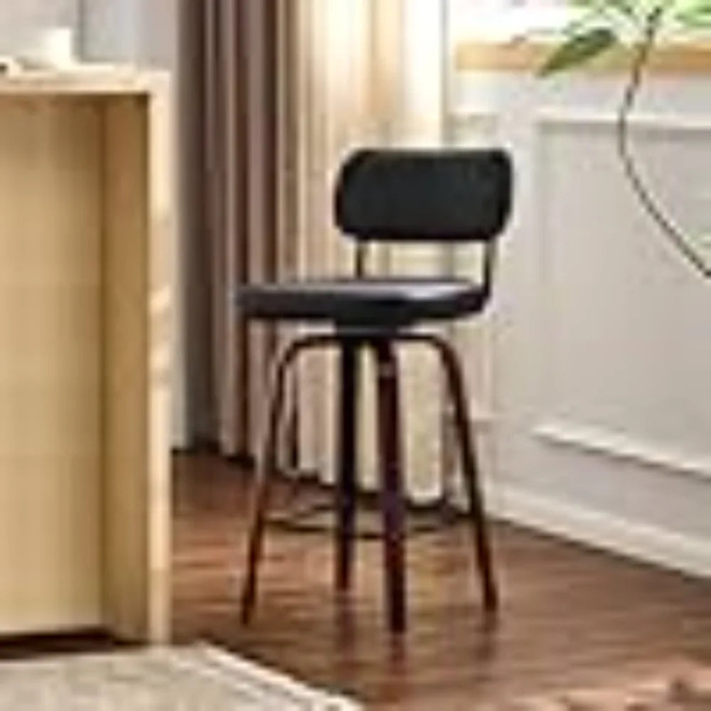 Swivel Linen Bar Stools With Back Counter Height Set 2