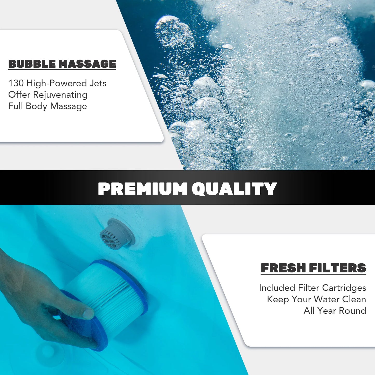 CO-Z Inflatable Hot Tub Spa with Heater 130 Massaging Jets