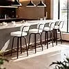 Swivel Linen Bar Stools With Back Counter Height Set 2