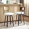 Swivel Linen Bar Stools With Back Counter Height Set 2