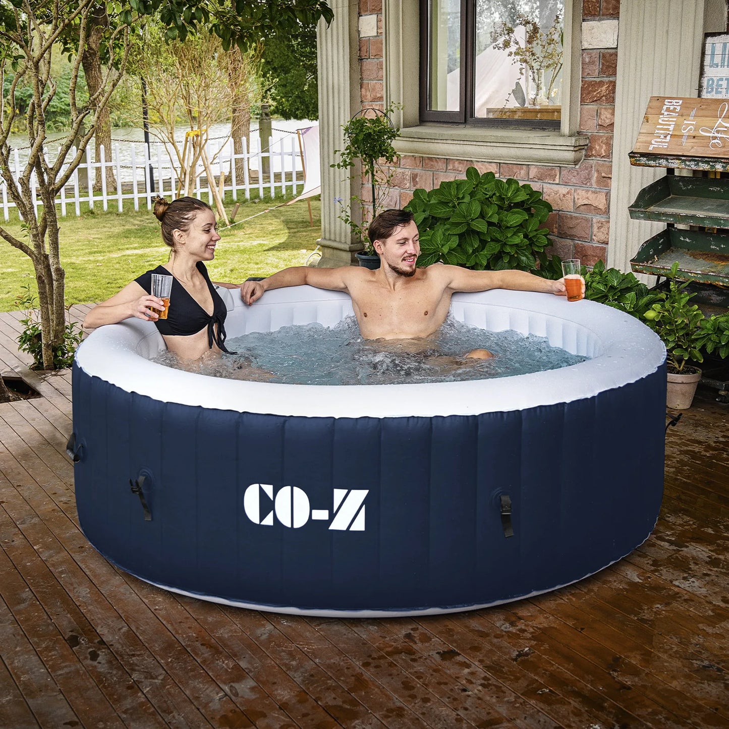 CO-Z Inflatable Hot Tub Spa with Heater 130 Massaging Jets