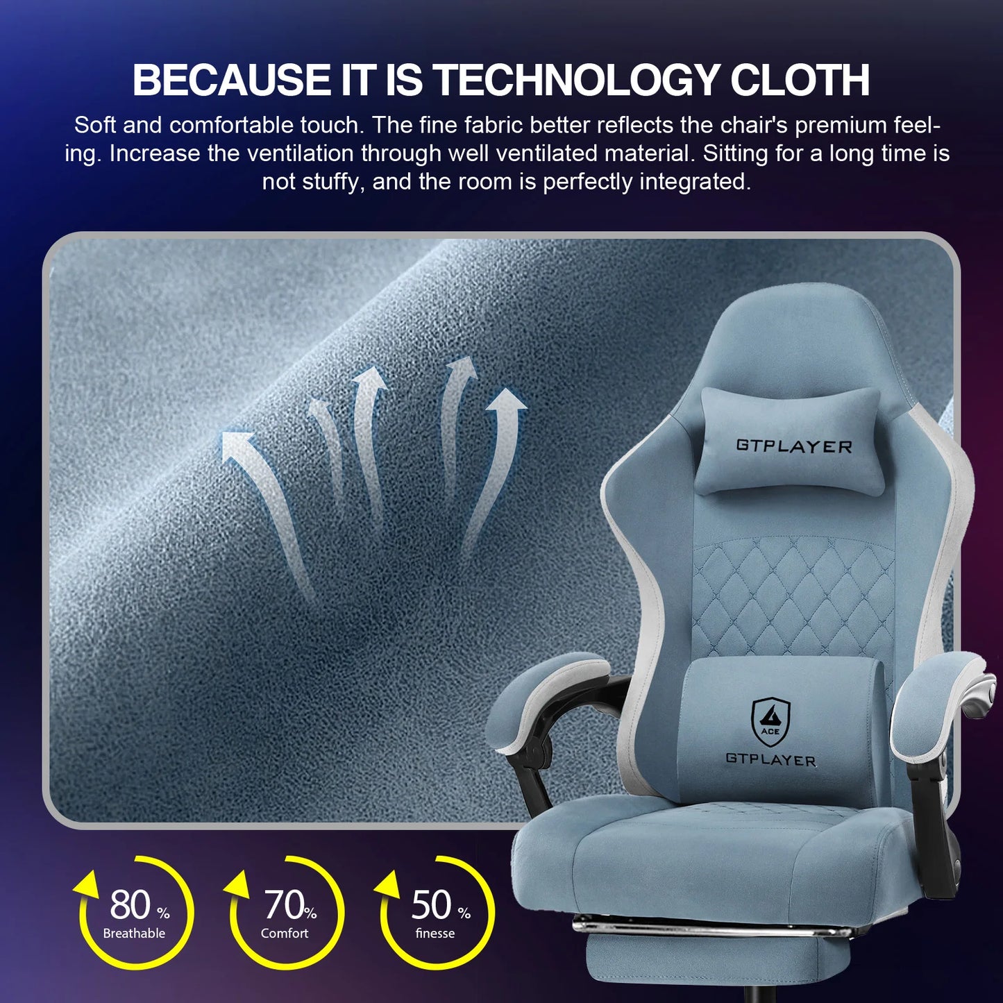 GTPLAYER Gaming Chair With Pocket Spring Cushion And Footrest Ergonomic