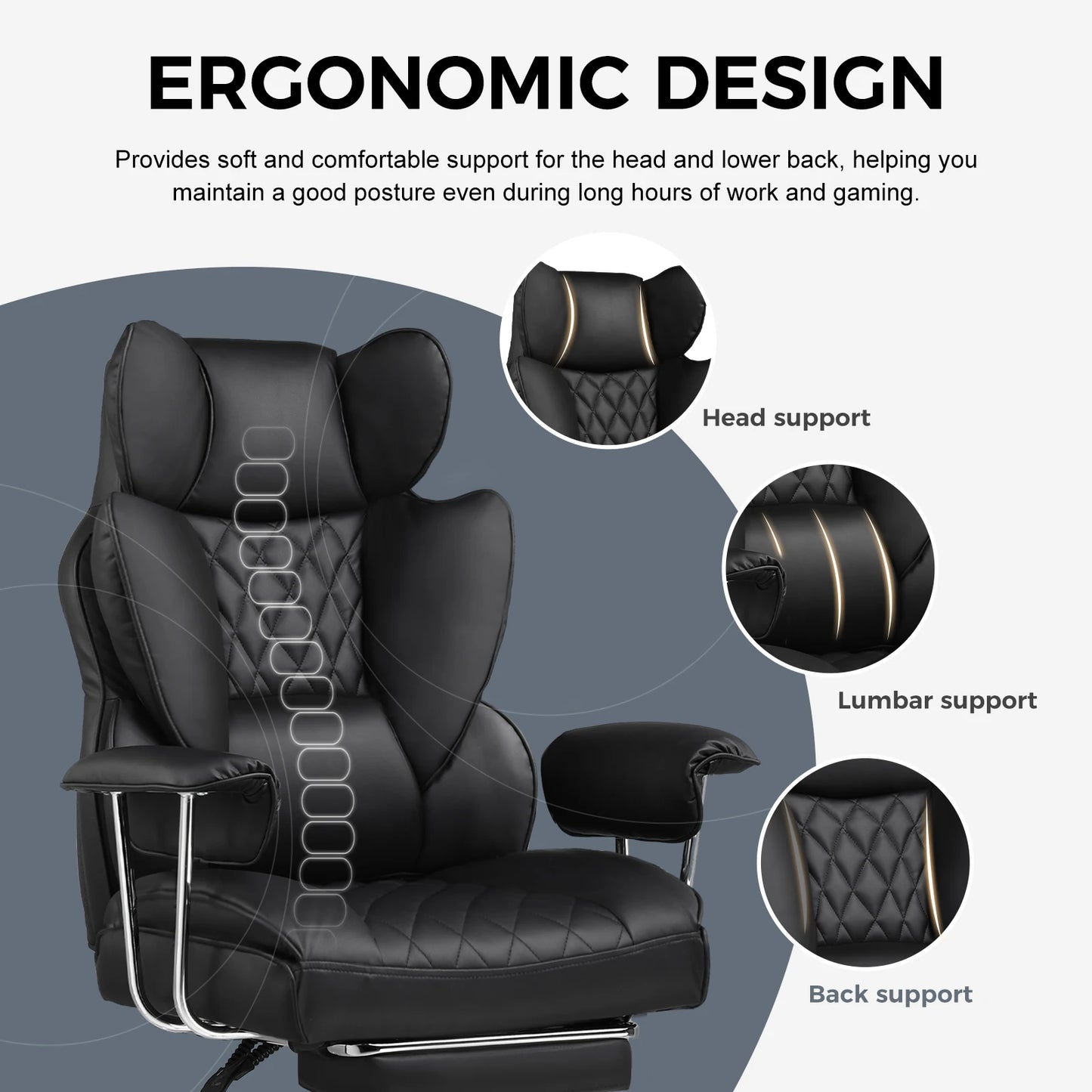COMHOMA Ergonomic Office Chair With Pocket Spring Lumbar Support Footrest
