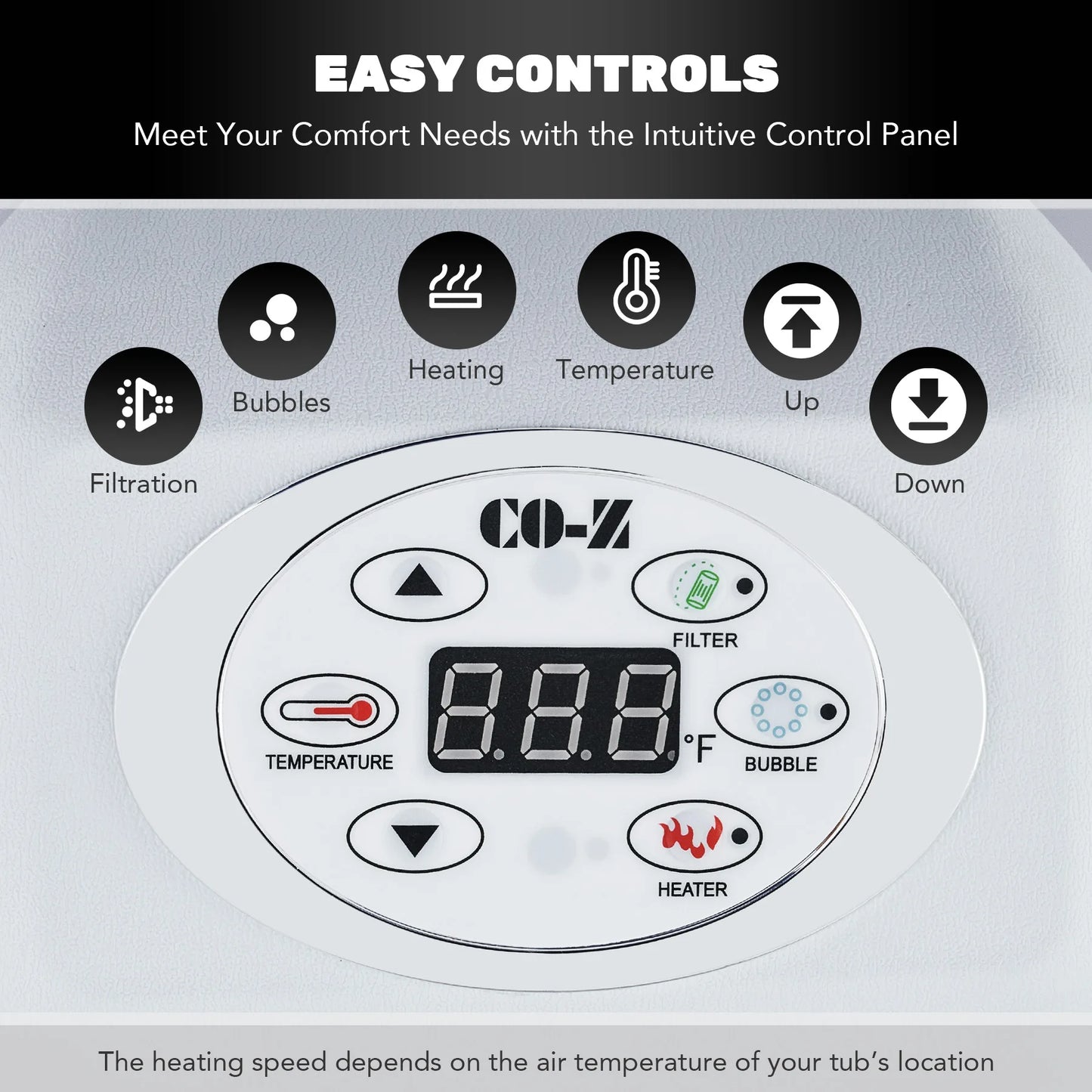 CO-Z Inflatable Hot Tub Spa with Heater 130 Massaging Jets