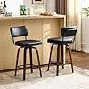 Swivel Linen Bar Stools With Back Counter Height Set 2
