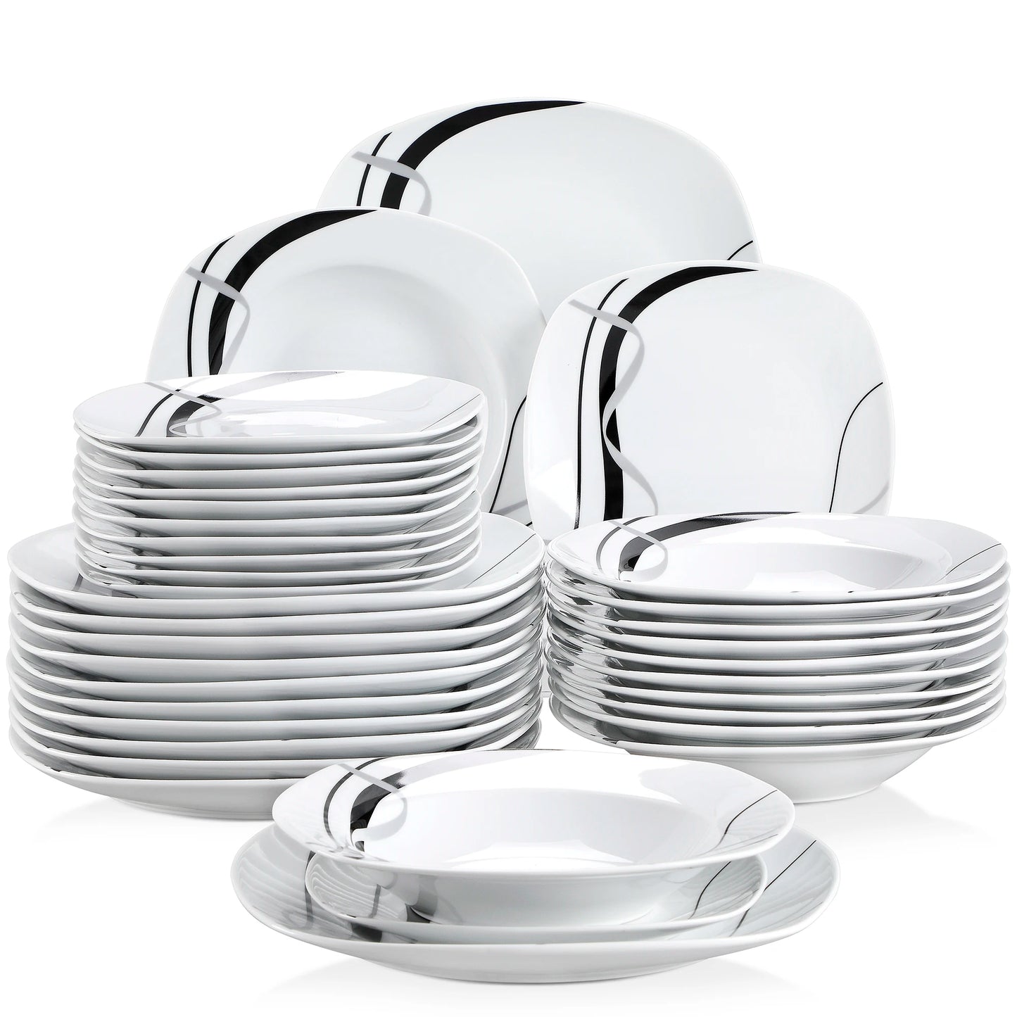 Malacasa Fiona Porcelain Dinnerware Set With Dessert And Soup Plates