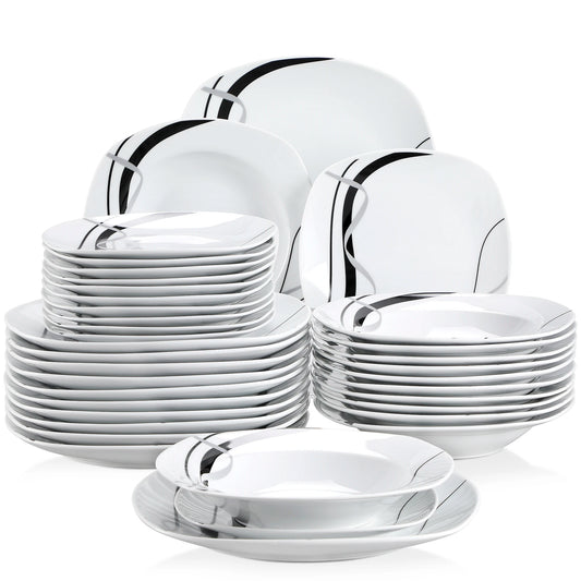 Malacasa Fiona Porcelain Dinnerware Set With Dessert And Soup Plates