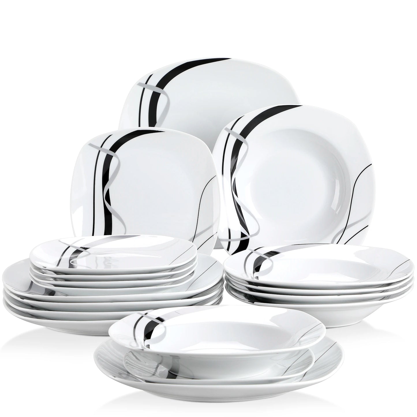 Malacasa Fiona Porcelain Dinnerware Set With Dessert And Soup Plates