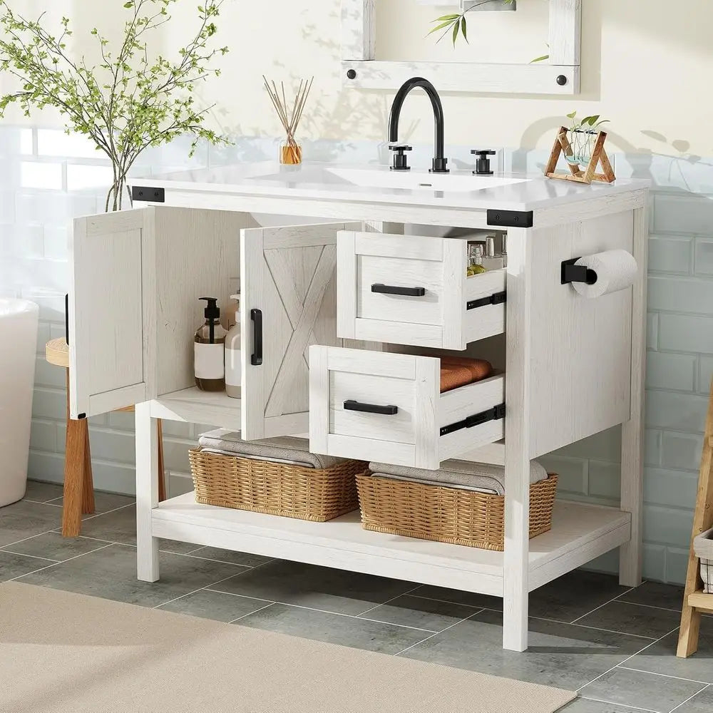 Farmhouse Bathroom Vanity With Sink Combo Cabinet Set