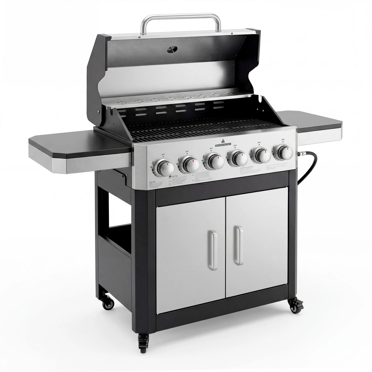 6 Burner Propane Gas Grill 60000 BTU Cabinet Outdoor BBQ Stainless Steel