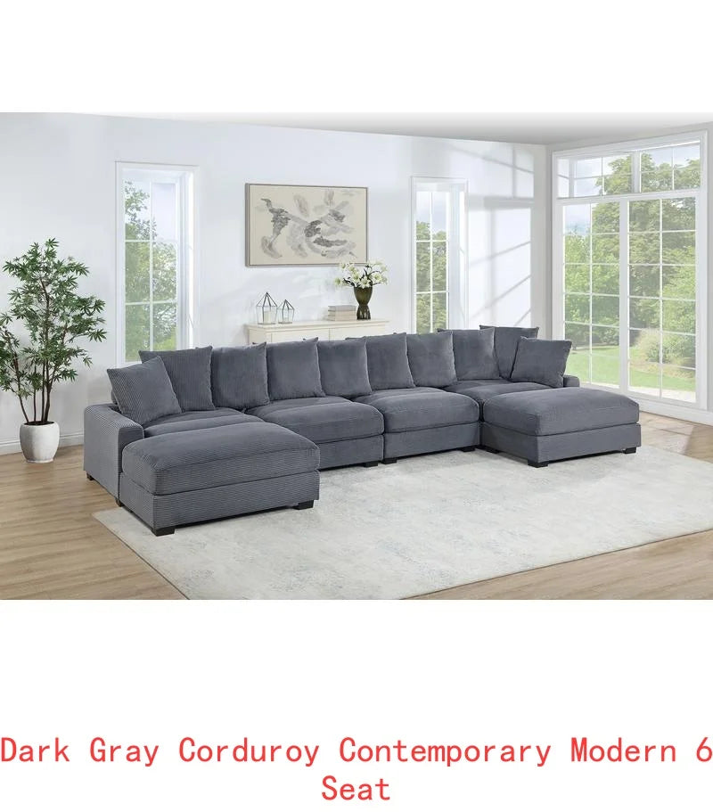 6-Piece Modular Sectional Sofa Set With LAF And RAF Chairs