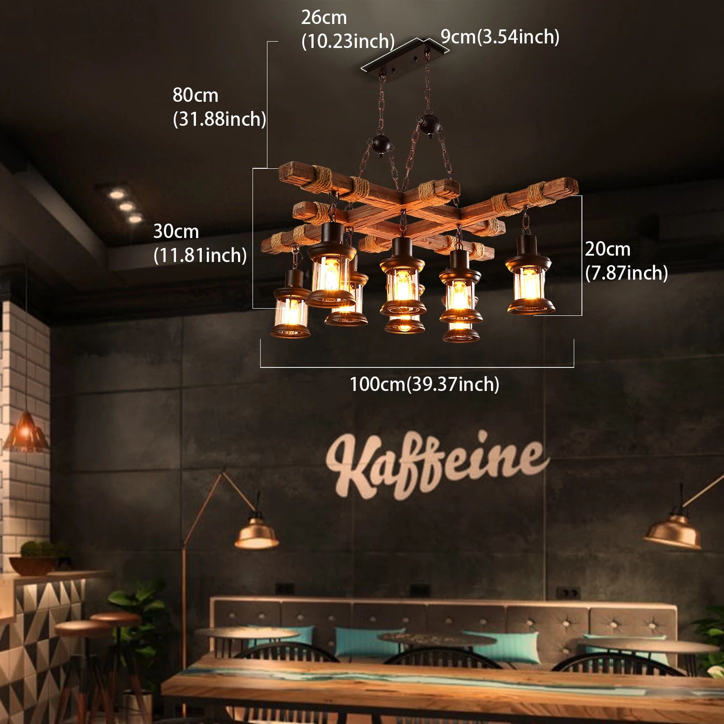 Vintage Wood Ceiling Chandelier Antique Industrial Pendant Lamp E27