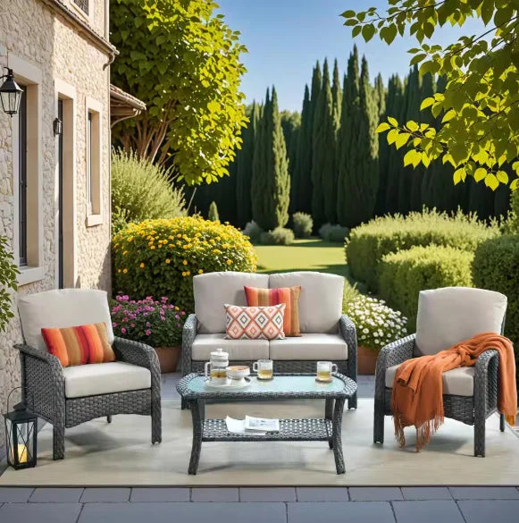 Patio Furniture Set With Cushions Chairs Sofa Tea Table