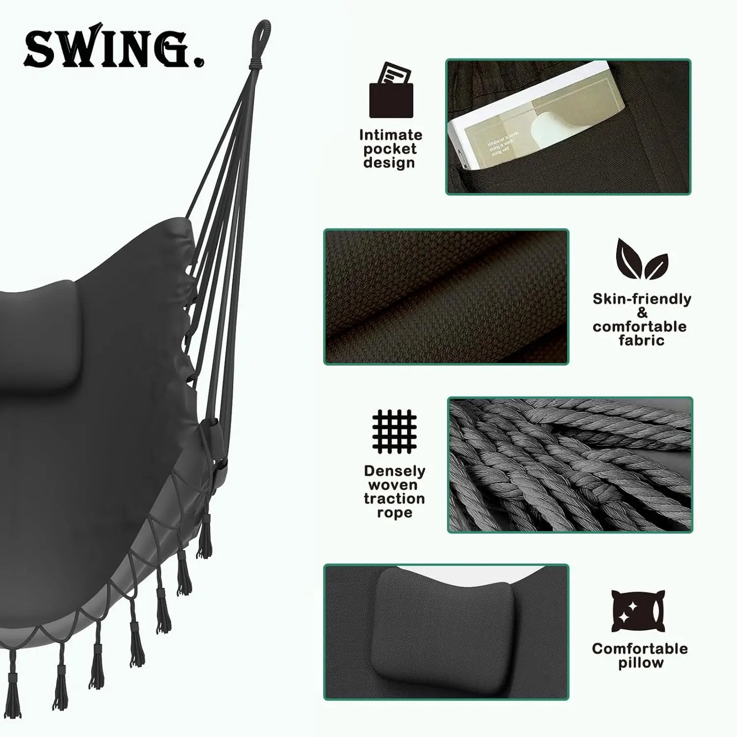 U Shaped Hammock Chair With Stand Indoor Outdoor Rust Resistant