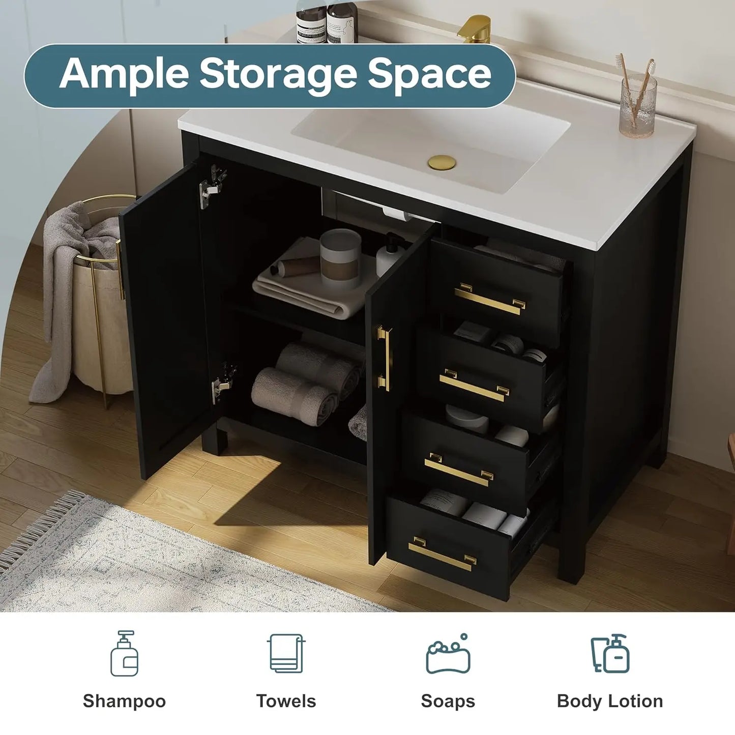 Guangbai Modern Bathroom Vanity With Integral Top