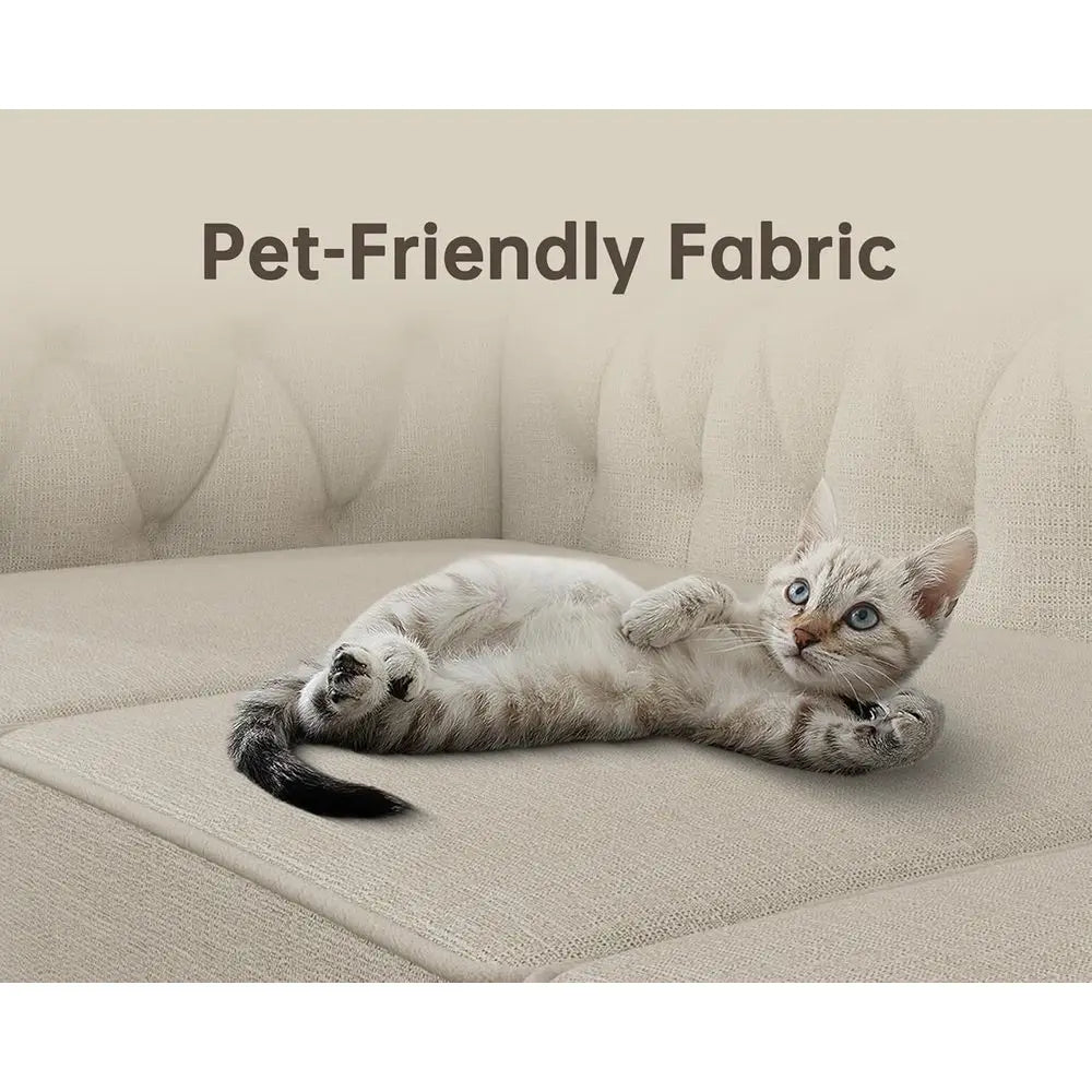 Pet Friendly Sofa With Solid Wood Legs And Linen Cushions