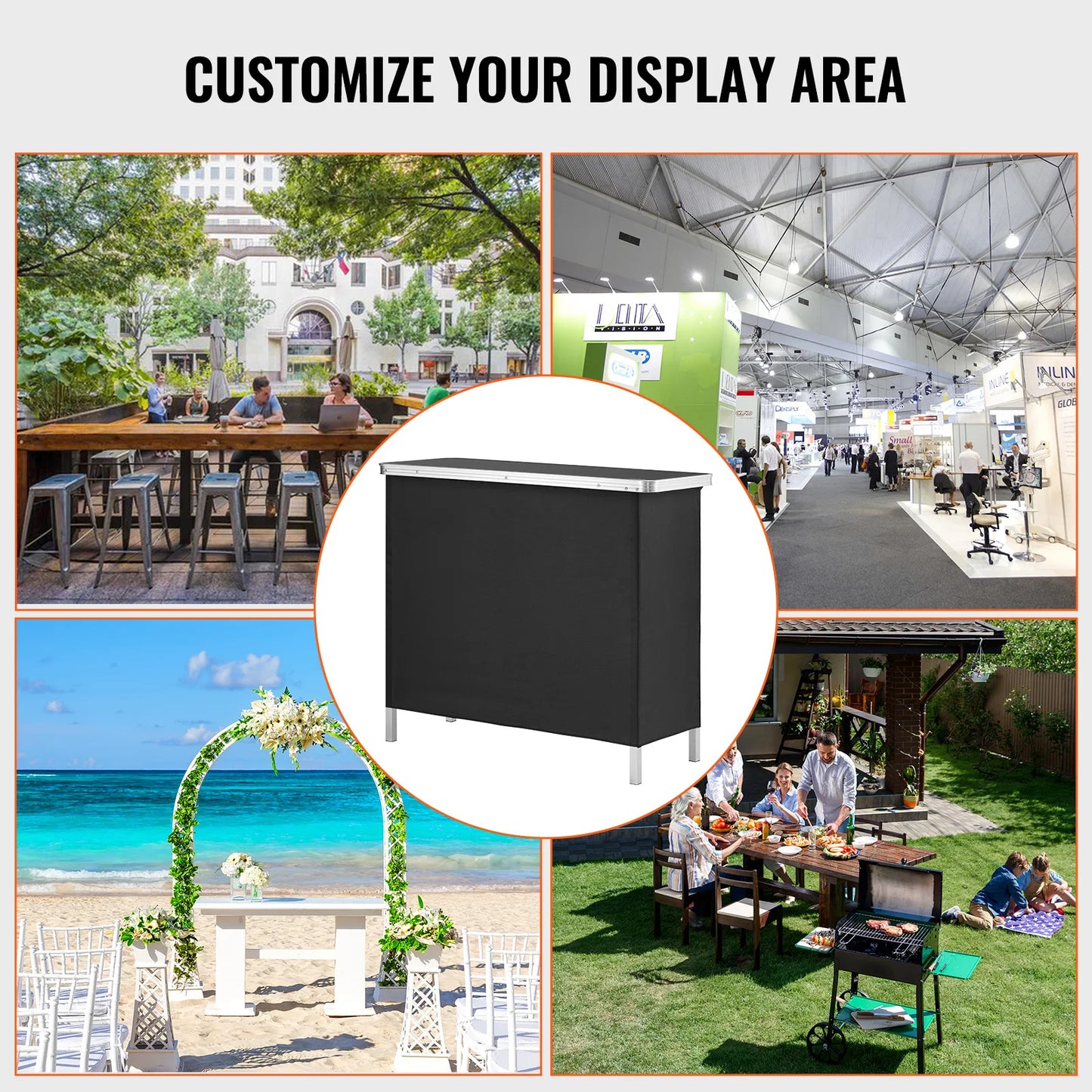 SucceBuy Folding Portable Bar Table for Tradeshows and Events