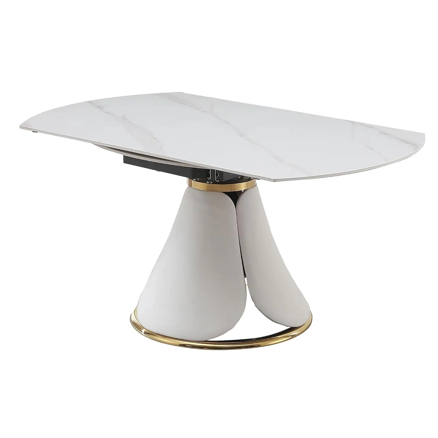 Sintered Stone Dining Table With Marble Top Carbon Steel Base